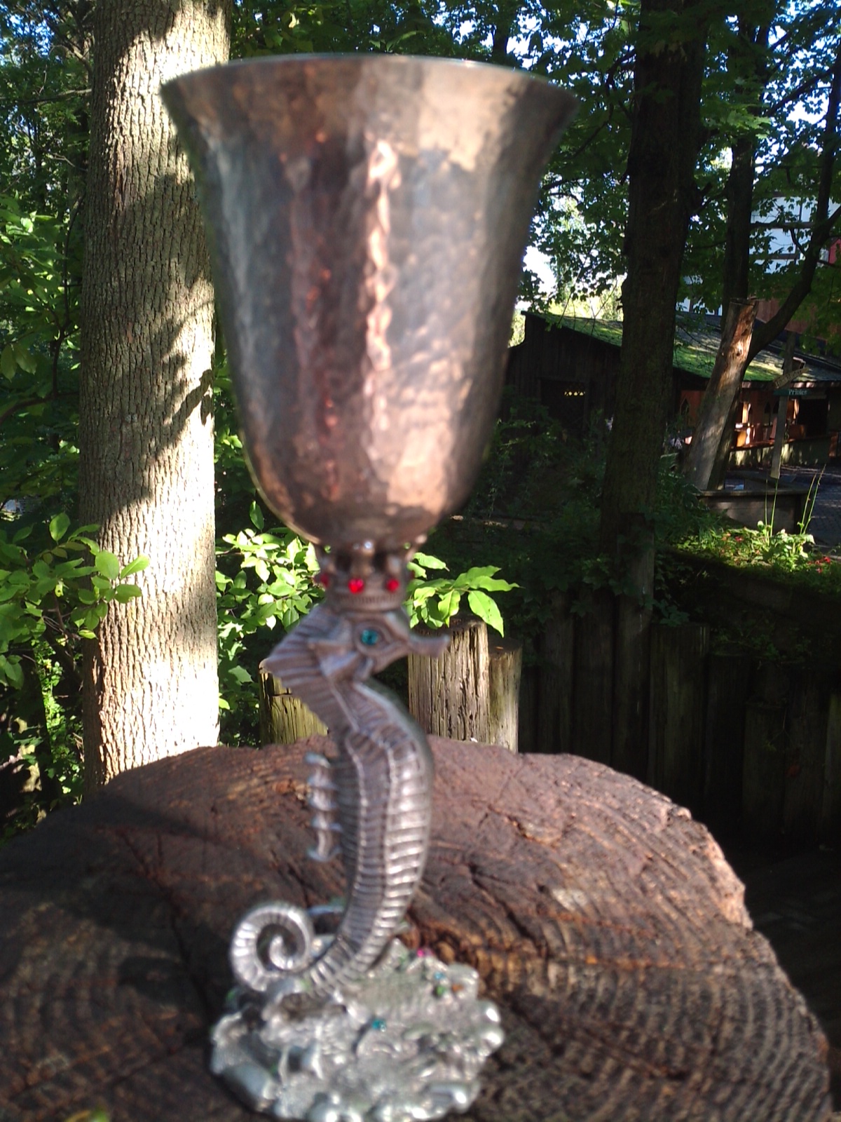 Handcrafted pewter seahorsegoblet