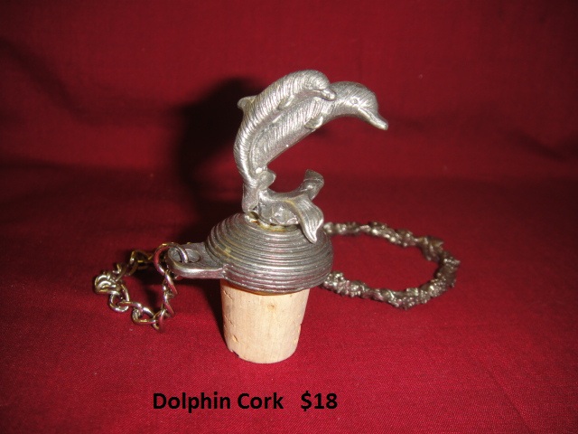 Handcrafted pewter dolphincork