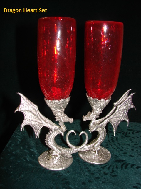Handcrafted pewter dragonheartset 1