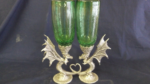 Handcrafted pewter dragonheartset