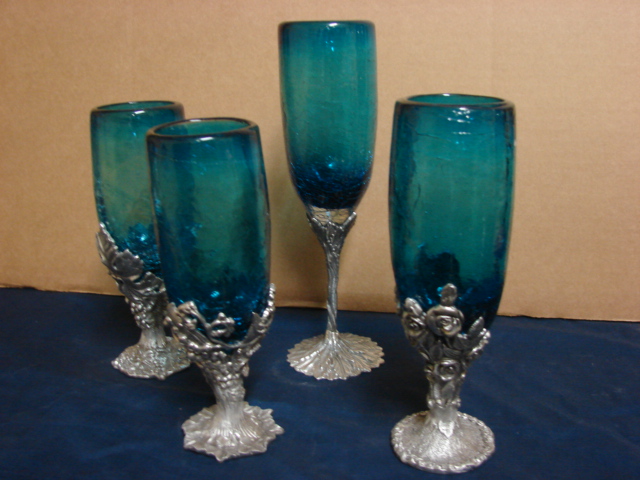 Handcrafted pewter turqoisewine