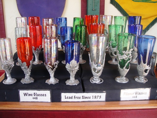 Handcrafted pewter glasses