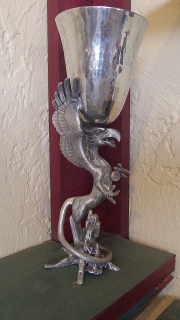Handcrafted pewter griffingoblet