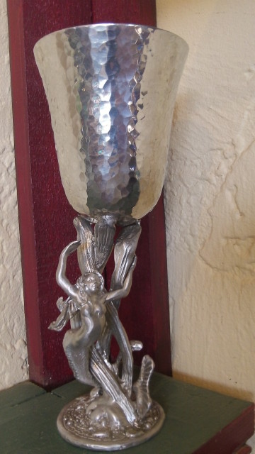 Handcrafted pewter mermaidgoblet