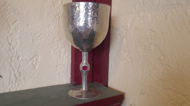 Handcrafted pewter opal