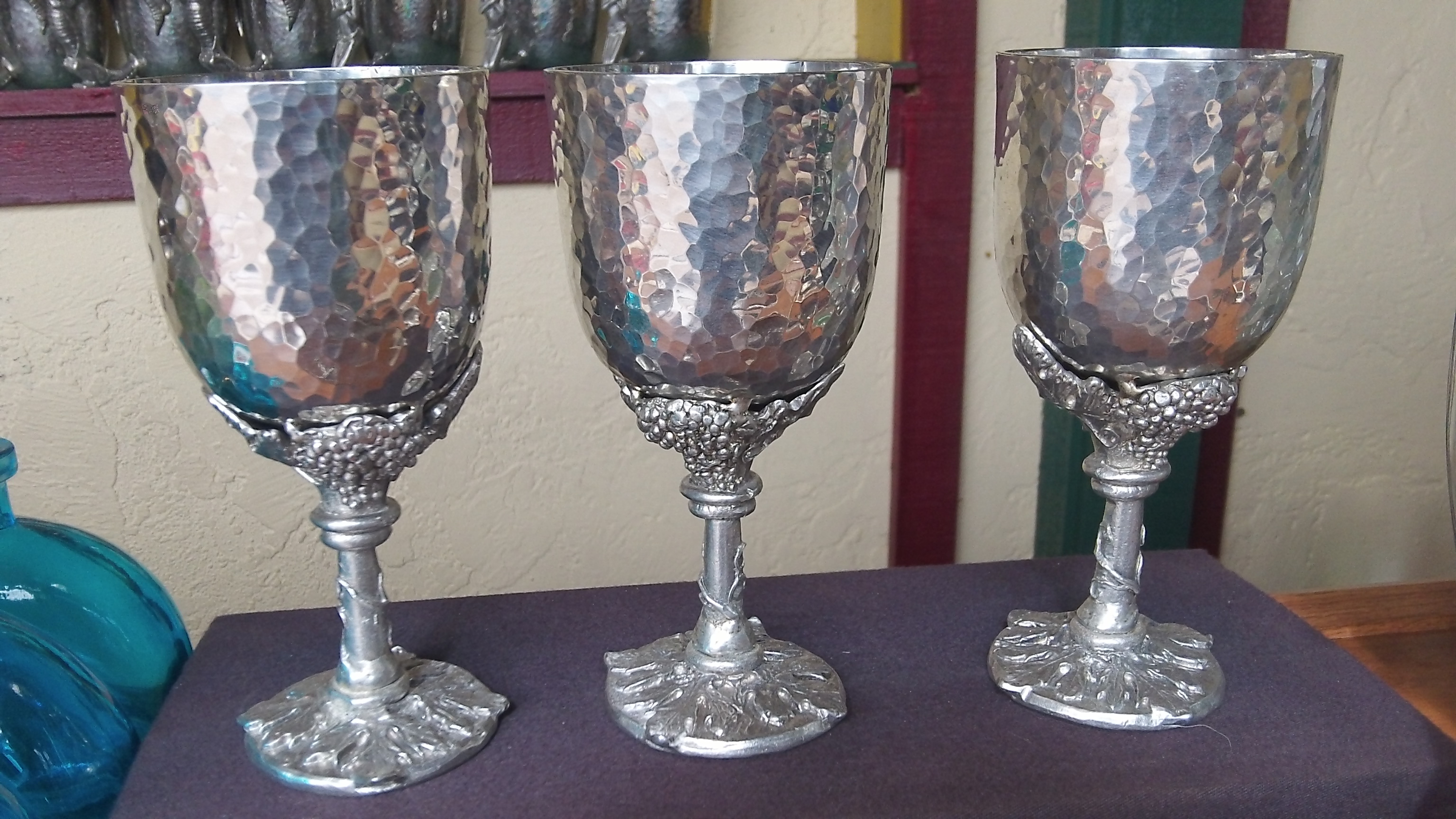 Handcrafted pewter winegrapes